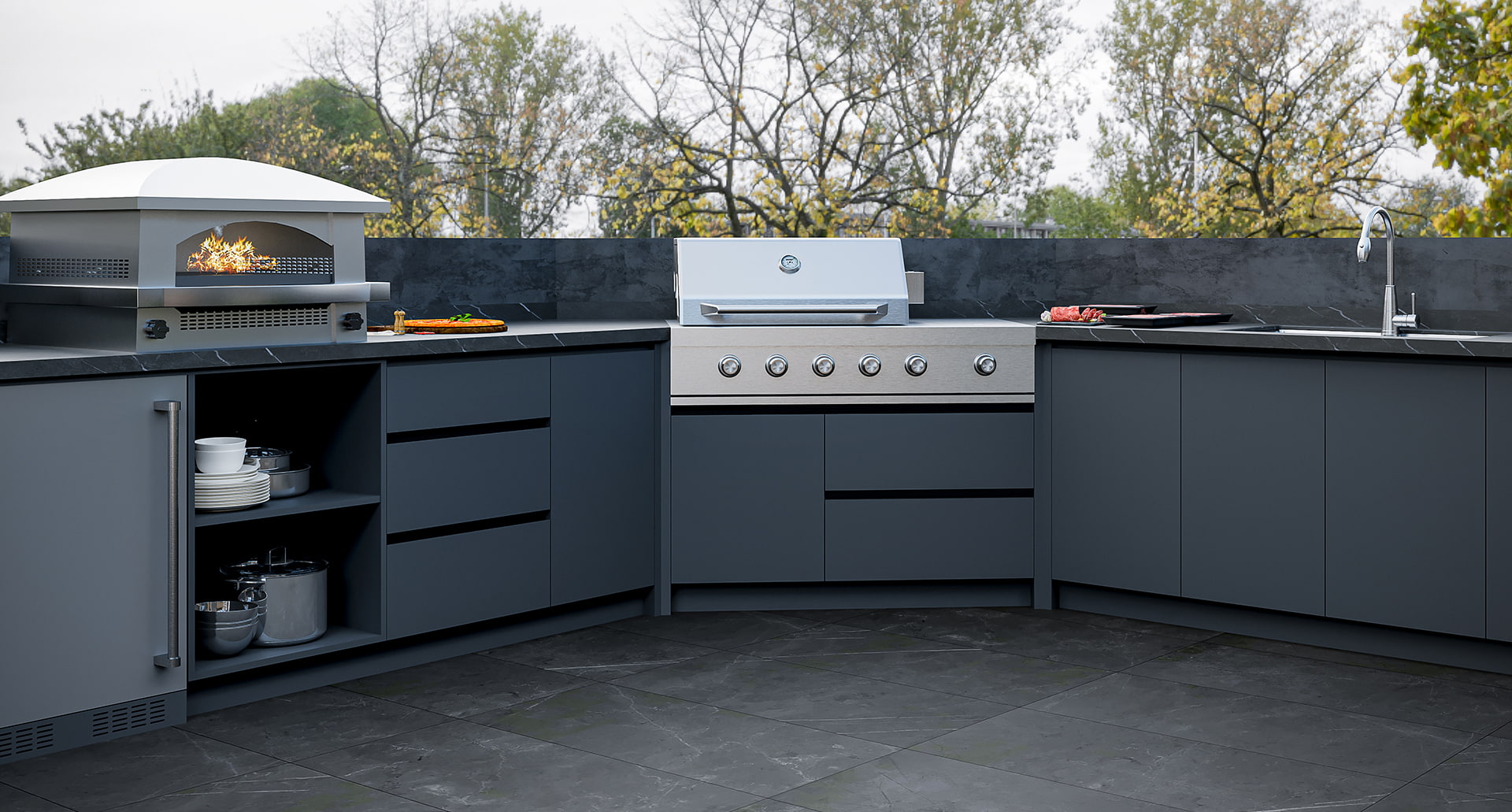 DIAMOND-SHAPED Outdoor Kitchen Cabinets