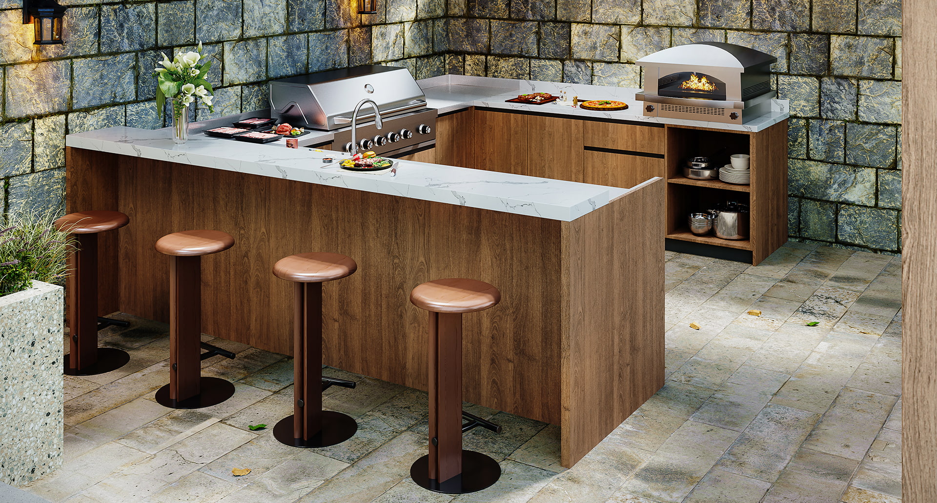 G-SHAPED Outdoor Kitchen Cabinets