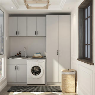 Laundry Cabinet Floor cabinet + wall cabinet + side high cabinet (single appliance)