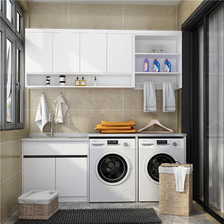 Laundry Cabinet Floor cabinet + wall cabinet (in-line double appliances)