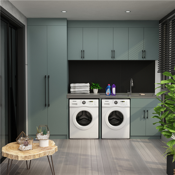 Laundry Cabinet Floor cabinet + wall cabinet + side high cabinet (straight row double appliances)